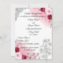 Pink Floral Wedding Invitation | Elegant White  Einladung