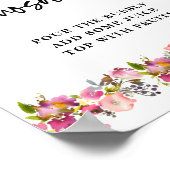 Pink Floral Wedding Mimosa Bar Poster (Ecke)
