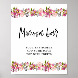 Pink Floral Wedding Mimosa Bar Poster