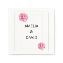 Pink Floral Wedding Paper Napkins