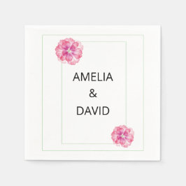 Pink Floral Wedding Paper Napkins Serviette