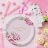 Pink Floral Wedding  Pappteller (Party)