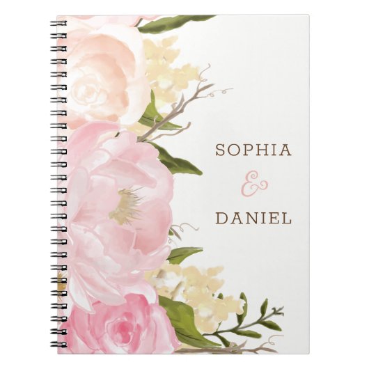 Pink Floral Wedding Planner Notebook Notizblock (Vorderseite)