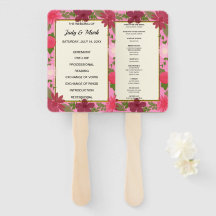 Pink Floral Wedding Program