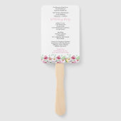 Pink Floral Wedding Program Hand Fan Fächer (Rückseite)