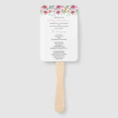 Pink Floral Wedding Program Hand Fan Fächer (Vorderseite)