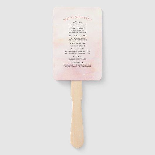 Pink Floral Wedding Program Hand Fan Fächer (Rückseite)