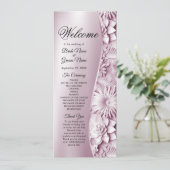 Pink Floral Wedding Program Programm (Stehend Vorderseite)