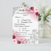 Pink Floral Wedding RSVP Card | Romantic Karte (Stehend Vorderseite)
