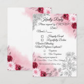 Pink Floral Wedding RSVP Card | Romantic Karte (Vorne/Hinten)