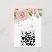 Pink Floral Wedding RSVP QR Begleitkarte (Vorne/Hinten)