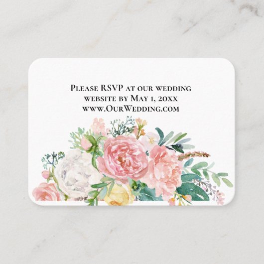 Pink floral Wedding Website RSVP Card Visitenkarte (Vorderseite)