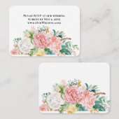 Pink floral Wedding Website RSVP Card Visitenkarte (Vorne/Hinten)