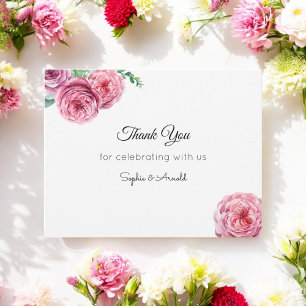 Pink Floral Wedding White Danke Mitteilungskarte