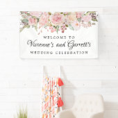 Pink Floral Wedding Willkommensbanner Banner (Insitu)