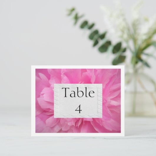 PINK FLORAL WEDDTISCH CARDS POSTKARTE (Stehend Vorderseite)