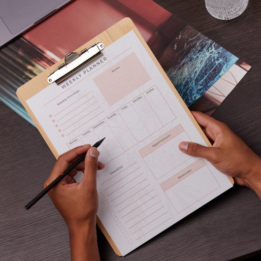 Pink Floral Weekly Notepad Notizblock