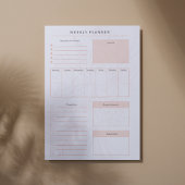 Pink Floral Weekly Notepad Notizblock