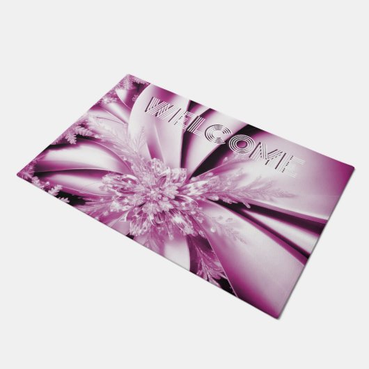 Pink Floral Weihnachten Weihnachten Türmchen Fußmatte (Schrägansicht)