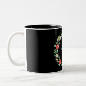 Pink Floral Weihnachtskraut Tasse | Frieden (Links)