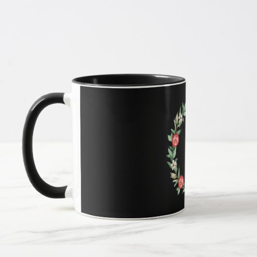 Pink Floral Weihnachtskraut Tasse | Joy (Links)