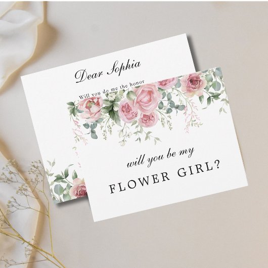 Pink Floral werden Sie meine Blumenmädchen Hochzei Einladung