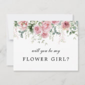 Pink Floral werden Sie meine Blumenmädchen Hochzei Einladung (Vorderseite)