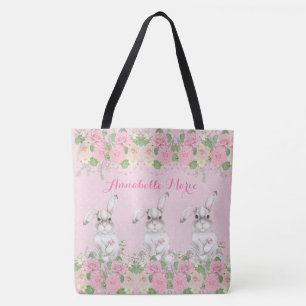 Pink Floral Wertvoll Bunny Rabbit Tasche