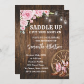 Pink Floral Western Cowgirl Birthday Country Einladung (Vorne/Hinten)