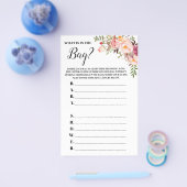 Pink Floral Whats in the Bag Baby Shower Game Card Flyer (Einzeln)