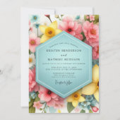 Pink Floral Whimsy Wedding Einladung (Vorderseite)