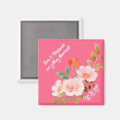 Pink Floral Whimsy Wedding Save the Date Magnet (Vorderseite/Rückseite)