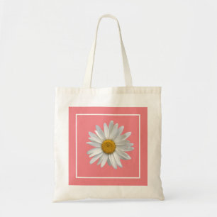 Pink Floral White Daisy Tragetasche