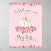 Pink Floral White Pumpkin Glitzer Brautparty