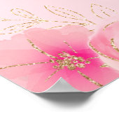 Pink Floral White Pumpkin Glitzer Brautparty Poster (Ecke)