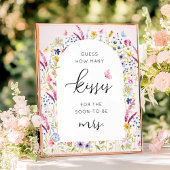 Pink Floral Wie viele Kisses Brautparty Game Poster