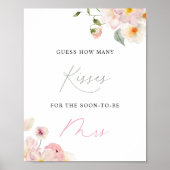 Pink Floral Wie viele Kisses Brautparty Poster (Vorne)