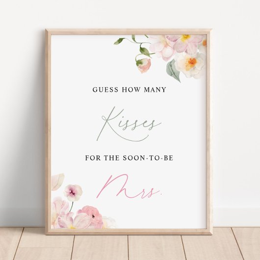 Pink Floral Wie viele Kisses Brautparty Poster