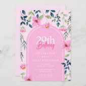 Pink Floral Wildblume Girly Elegant Einladung (Vorne/Hinten)