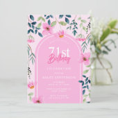 Pink Floral Wildblume Girly Elegant Einladung (Stehend Vorderseite)