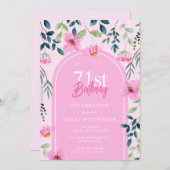 Pink Floral Wildblume Girly Elegant Einladung (Vorne/Hinten)