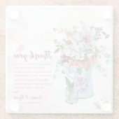 Pink Floral Wildblume Hochzeit Danke Nachricht Glasuntersetzer (Rückseite)
