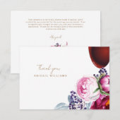 Pink Floral Wine Dusche Nachricht Vielen Dank Dankeskarte (Vorne/Hinten)