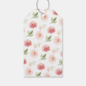 Pink Floral Winter Baby Dusche Danke Geschenkanhänger (Rückseite)