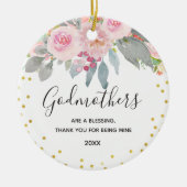 Pink Floral Winter Godmothers Gold Keramik Ornament (Vorne)