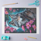 Pink Floral Wolf Moon Seidenpapier (Basteln)