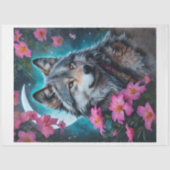 Pink Floral Wolf Moon Seidenpapier (Vorderseite)