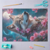 Pink Floral Wolf Seidenpapier (Basteln)