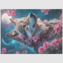 Pink Floral Wolf Seidenpapier