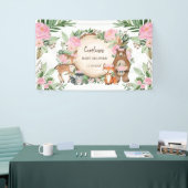 Pink Floral Woodland Animals Girl Baby Dusche Banner (Messeveranstaltung)
